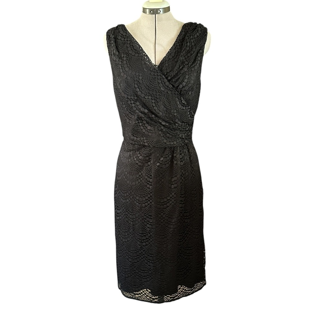 Adrianna Papell Black Lace Sheath Dress